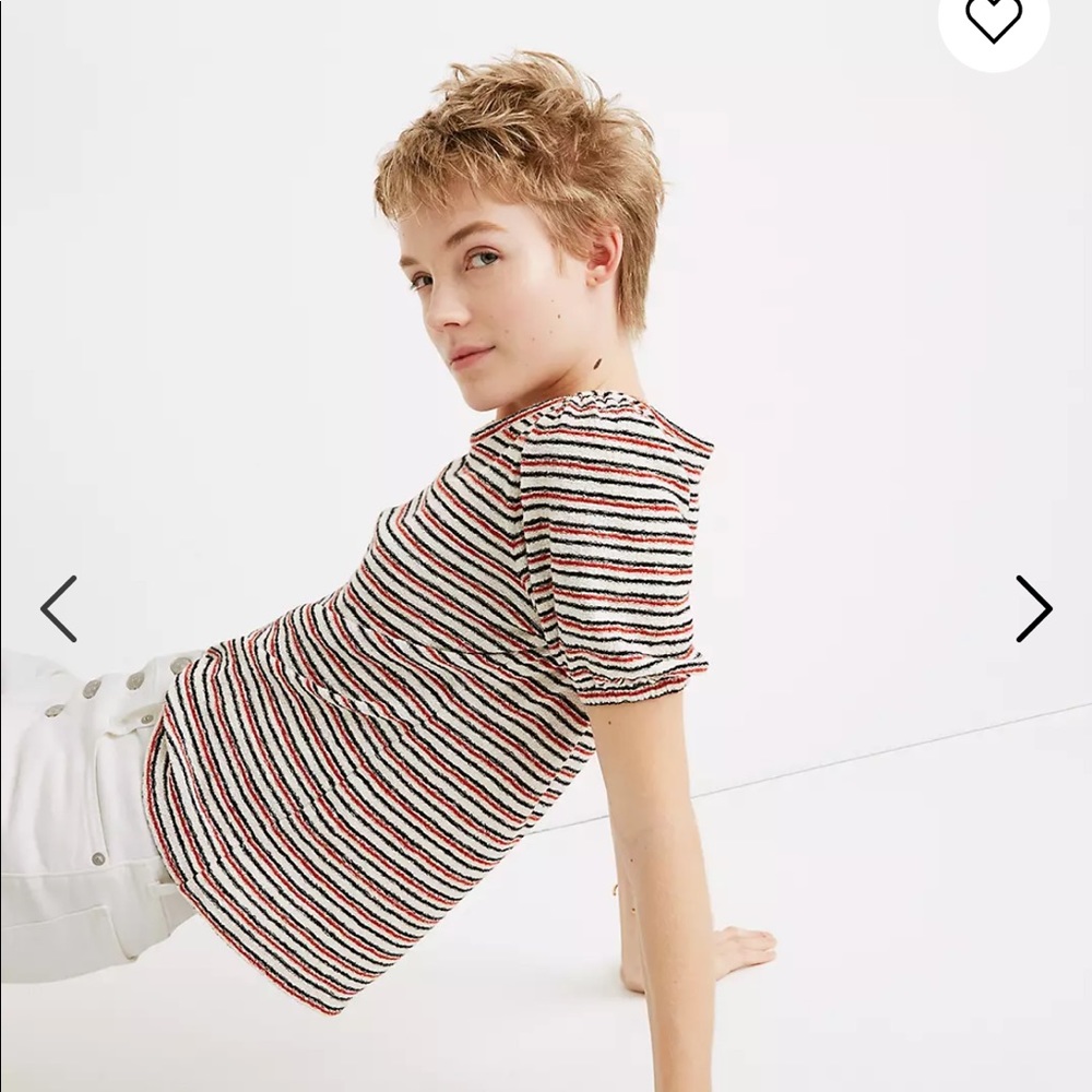 Madewell Superlight Jacquard Puff-Sleeve Tee in Stripe - Picture 3 of 8